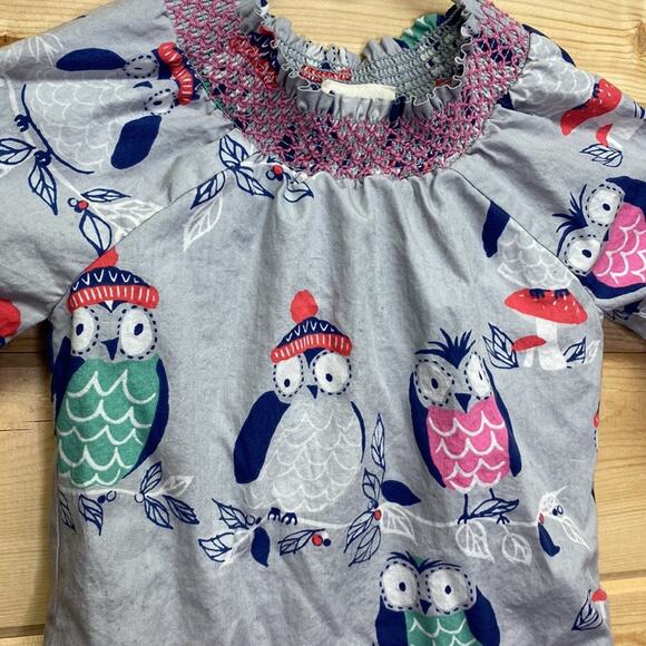 Mini Boden Smocked Winter Owls in Beanies Dress Size 1.5-2 years - Picture 2 of 8